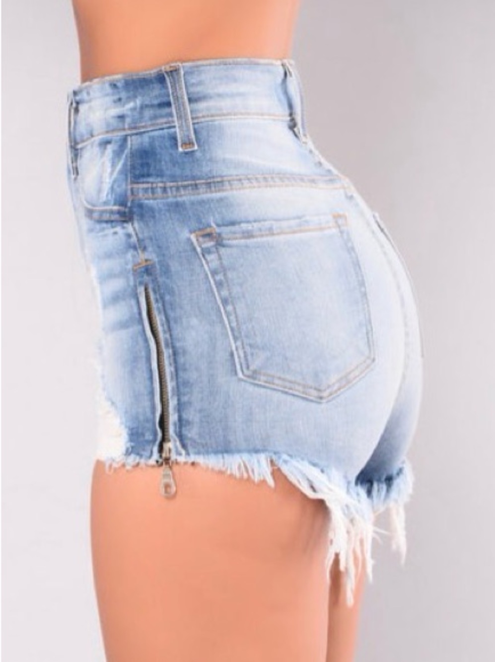 NWOT Fashion Nova Distressed Blue Denim Shorts with Frayed Hem